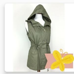 Drawstring hooded vest